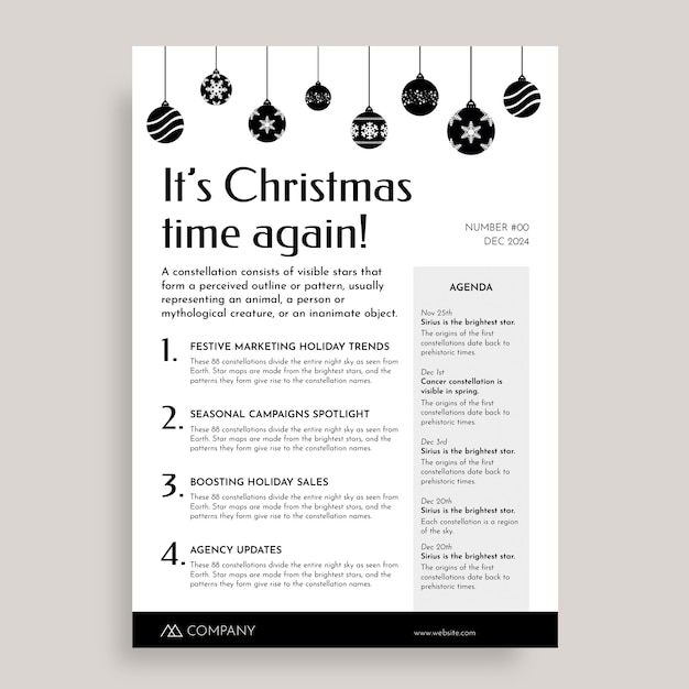 Flat elegant company christmas printable newsletter