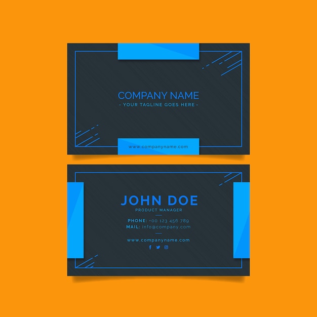 Free vector flat elegant double-sided horizontal business card template