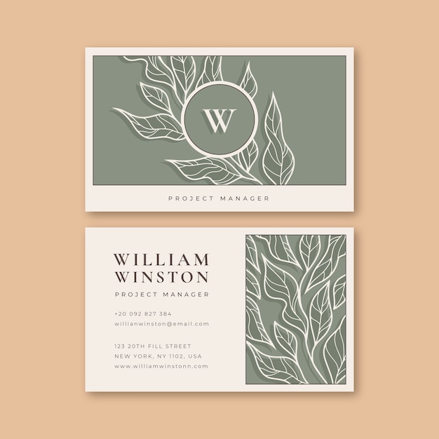 Flat elegant double-sided horizontal business card template