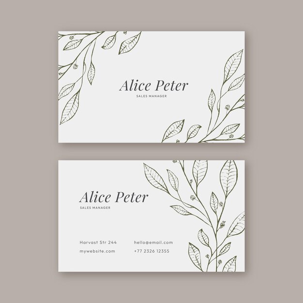 Flat elegant double-sided horizontal business card template