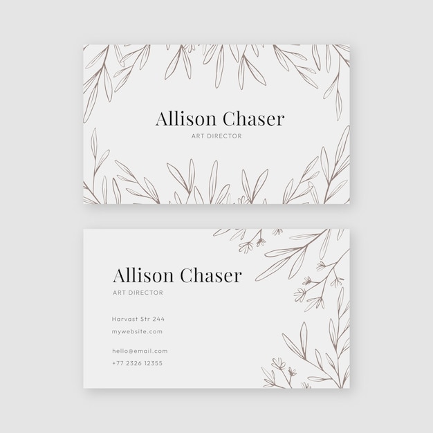 Free vector flat elegant double-sided horizontal business card template