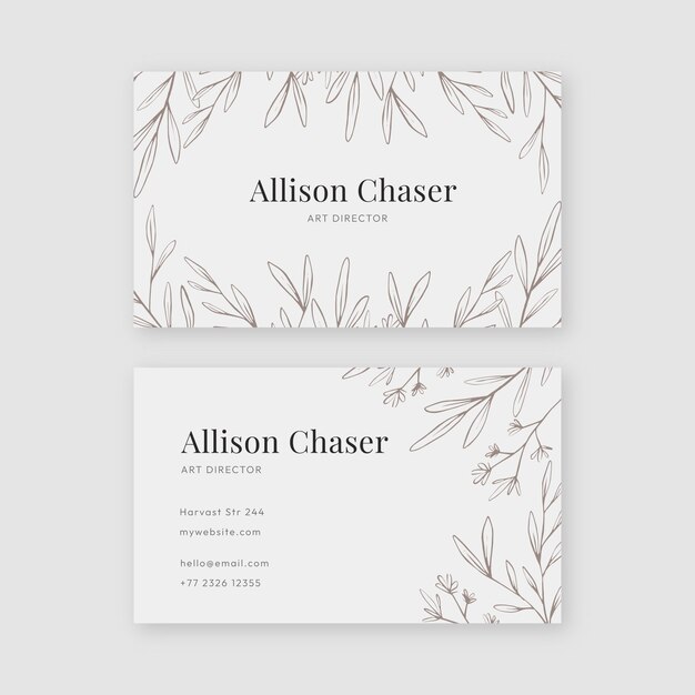 Flat elegant double-sided horizontal business card template