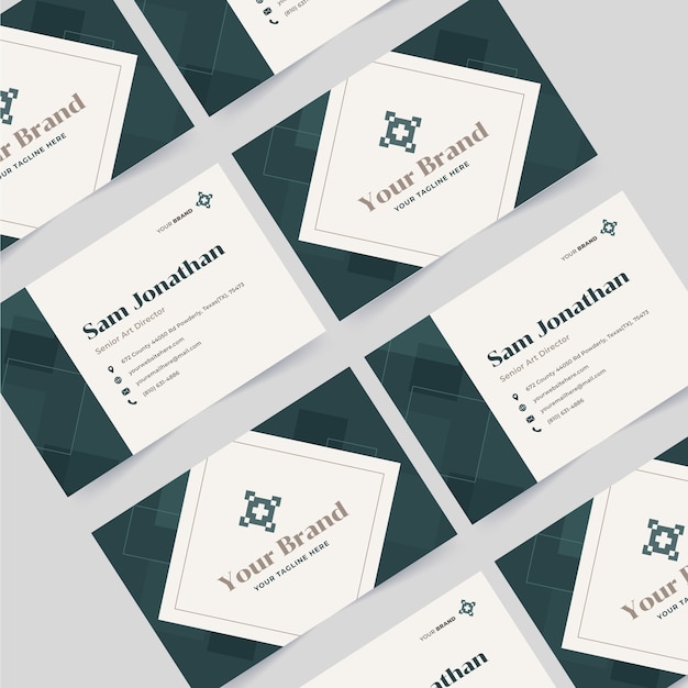 Flat elegant double-sided horizontal business card template