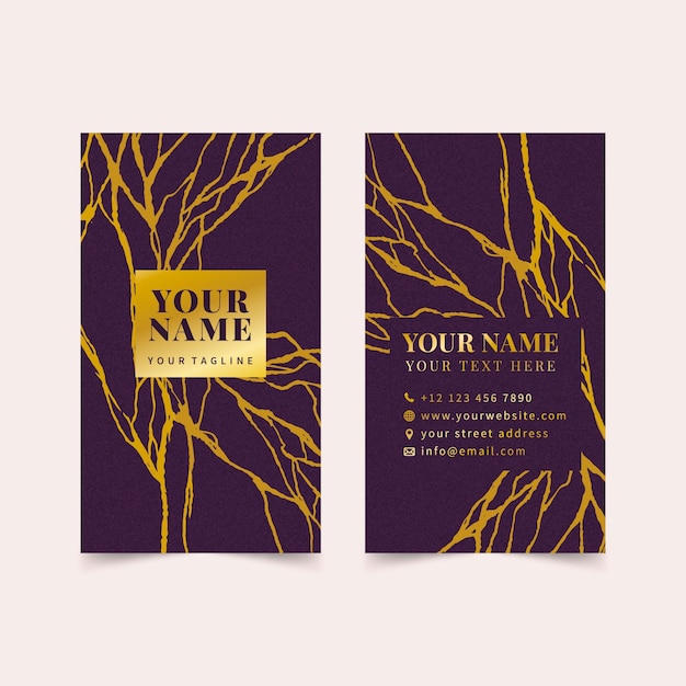 Flat elegant double-sided vertical business card template