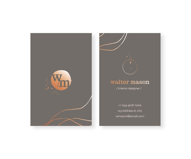 Flat elegant double-sided vertical business card template