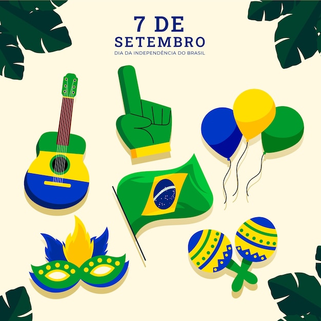 Free vector flat elements collection for 7 de setembro celebration