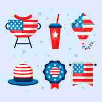 Free vector flat elements collection for american 4th of july celebration