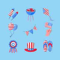 Free vector flat elements collection for american 4th of july celebration