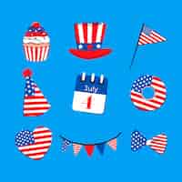 Free vector flat elements collection for american 4th of july holiday celebration