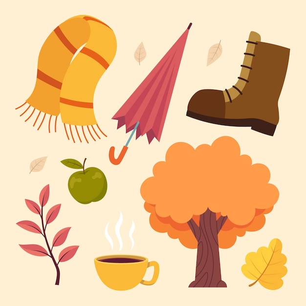 Free vector flat elements collection for autumn celebration