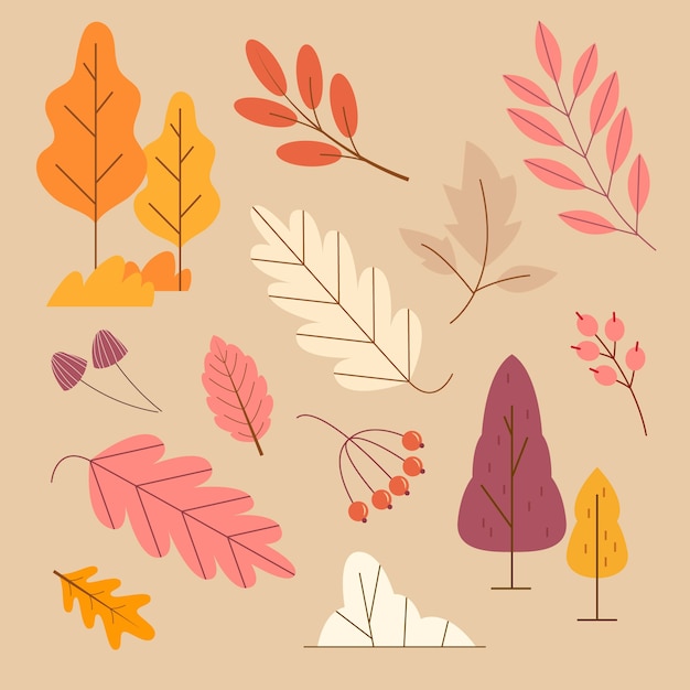 Flat elements collection for autumn celebration