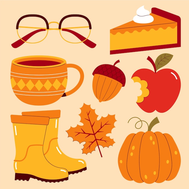 Free vector flat elements collection for autumn season celebration