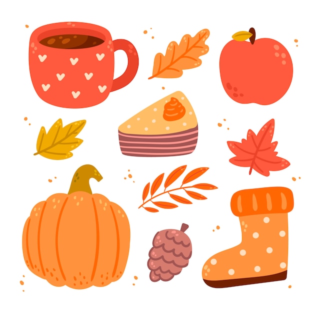 Free vector flat elements collection for autumn