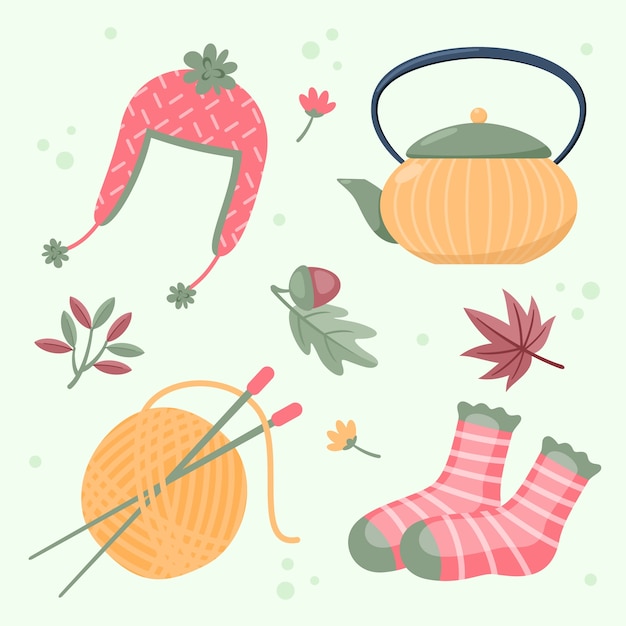 Free vector flat elements collection for autumn