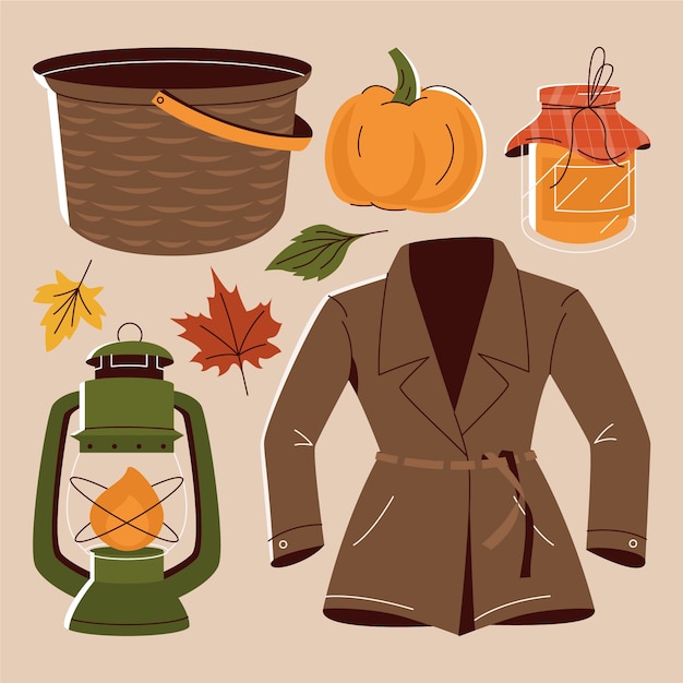 Free vector flat elements collection for autumn