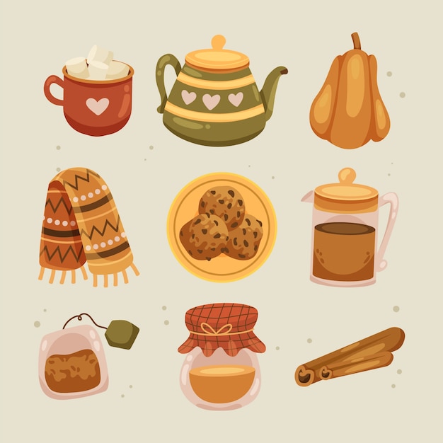 Free vector flat elements collection for autumn