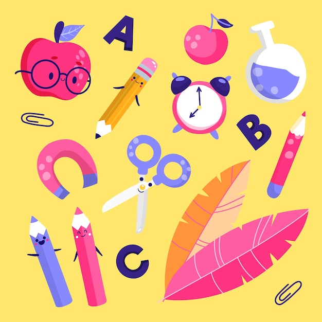 Free vector flat elements collection for back to school event