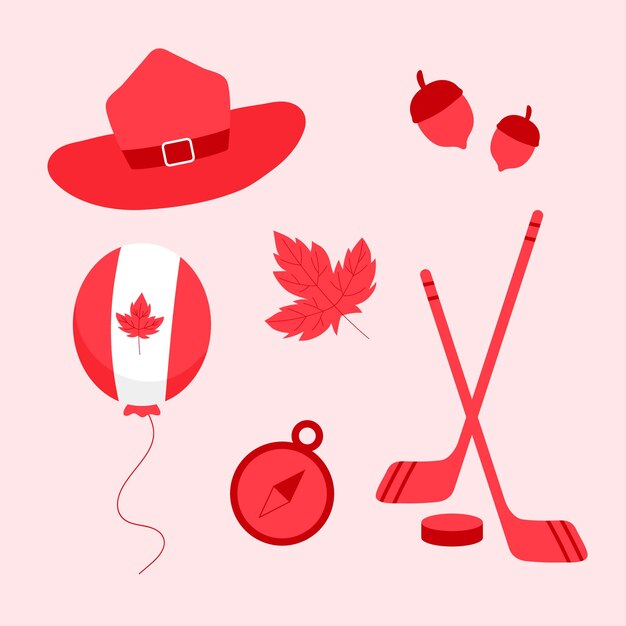 Free vector flat elements collection for canada day celebration