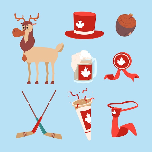 Free vector flat elements collection for canada day celebration