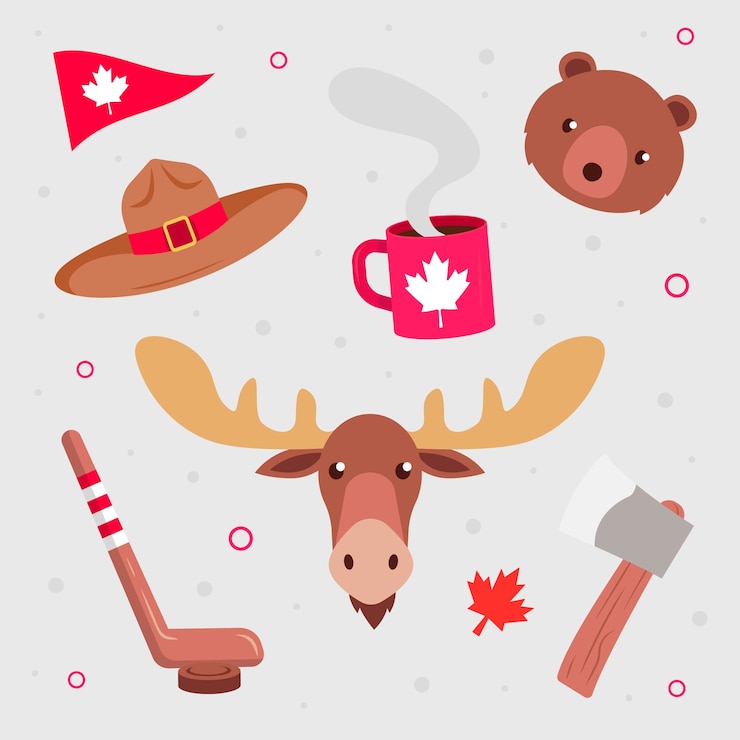 Free Vector flat elements collection for canada day celebration