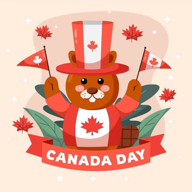 Flat elements collection for canada day celebration