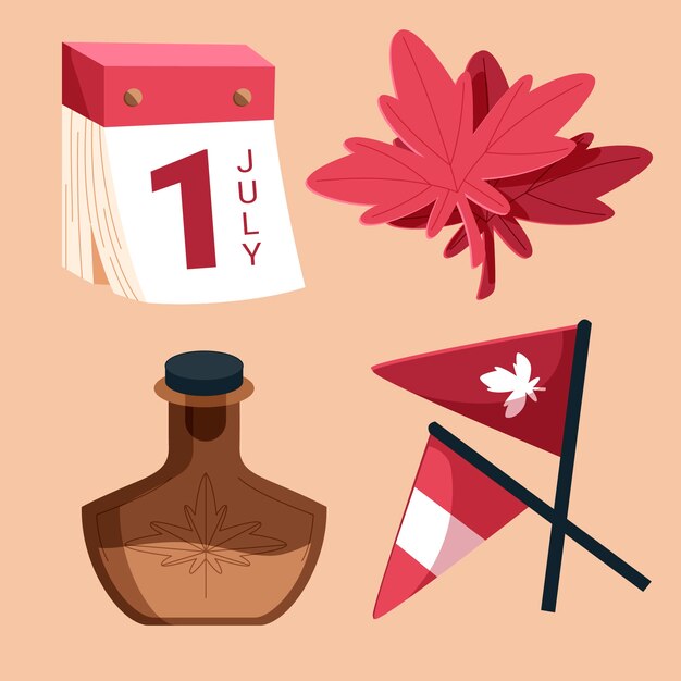 Flat elements collection for canada day celebration