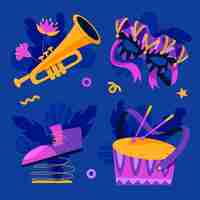 Free vector flat elements collection for carnival party