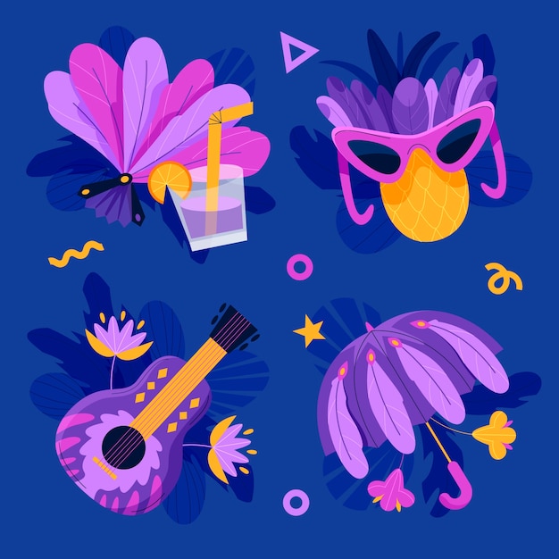 Free vector flat elements collection for carnival party