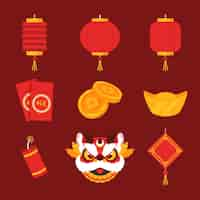 Free vector flat elements collection for chinese new year celebration