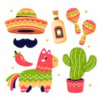 Free vector flat elements collection for cinco de mayo celebration