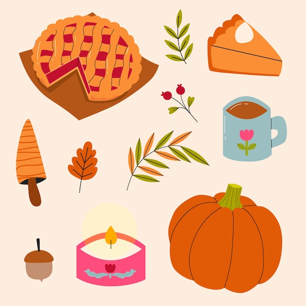Free vector flat elements collection for fall season celebration