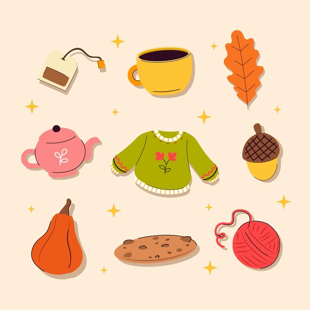 Free vector flat elements collection for fall season celebration