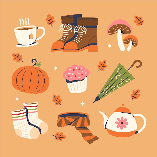 Free vector flat elements collection for fall season celebration