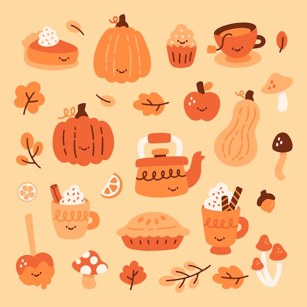 Free vector flat elements collection for fall season celebration