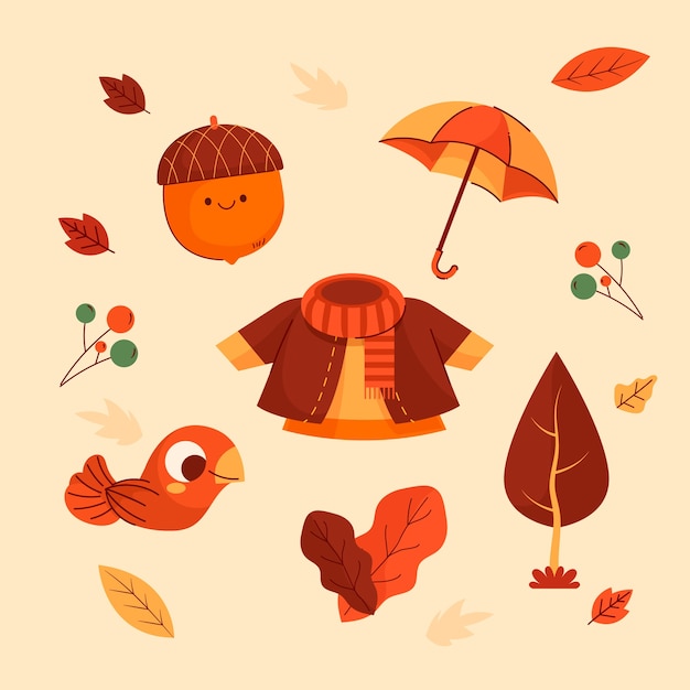 Free vector flat elements collection for fall season celebration