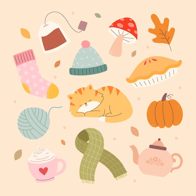 Free vector flat elements collection for fall season celebration