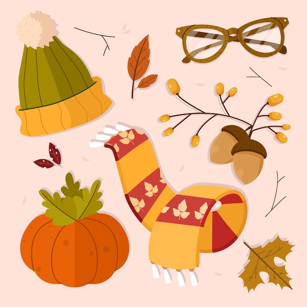 Free vector flat elements collection for fall season