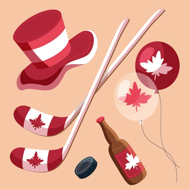 무료 벡터 캐나다 데이 축하를 위한 플랫 요소 컬렉션