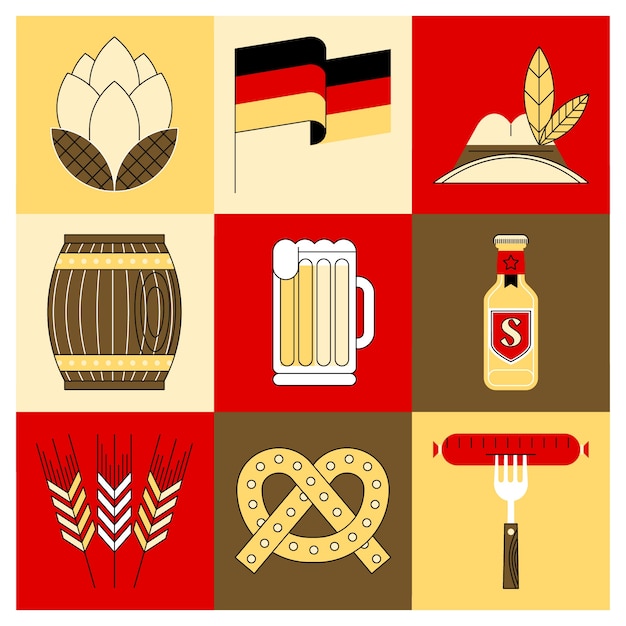 Free vector flat elements collection for oktoberfest beer festival celebration