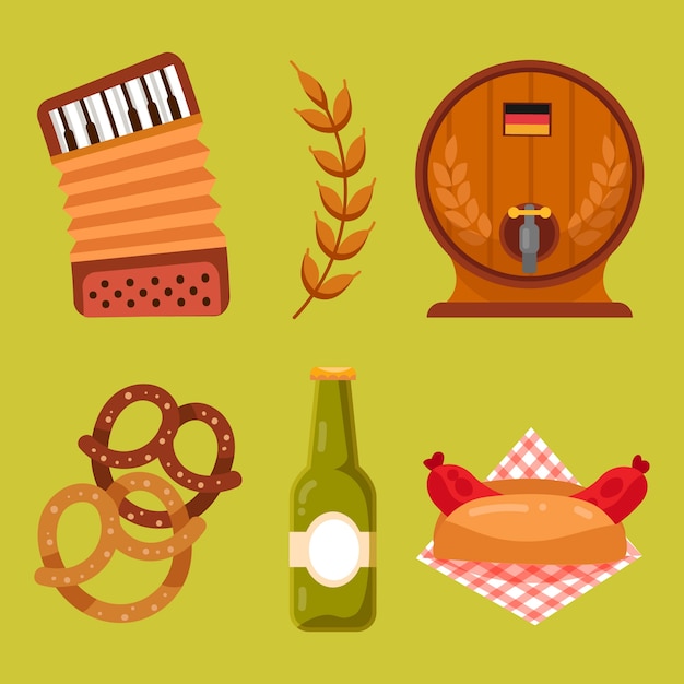 Free vector flat elements collection for oktoberfest celebration