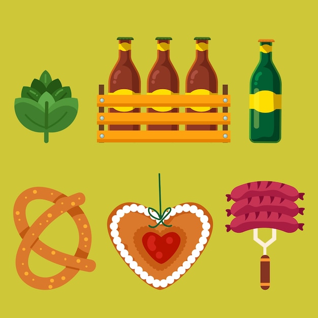 Free vector flat elements collection for oktoberfest celebration