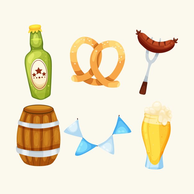 Free vector flat elements collection for oktoberfest celebration