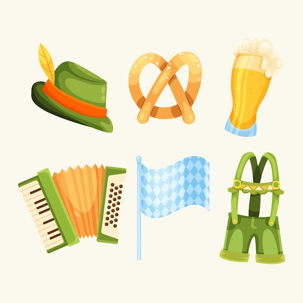 Free vector flat elements collection for oktoberfest celebration