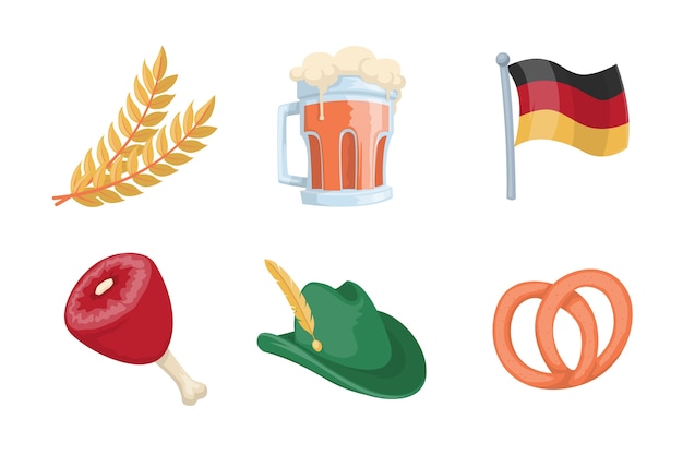 Free vector flat elements collection for oktoberfest festival