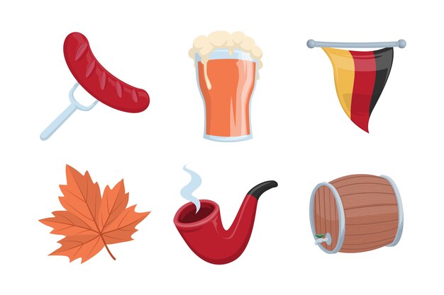 Flat elements collection for oktoberfest festival