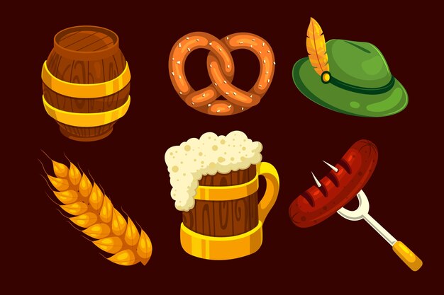 Flat elements collection for oktoberfest