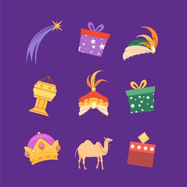 Free vector flat elements collection for reyes magos