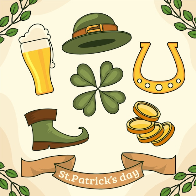 Flat elements collection for saint patrick's day celebration