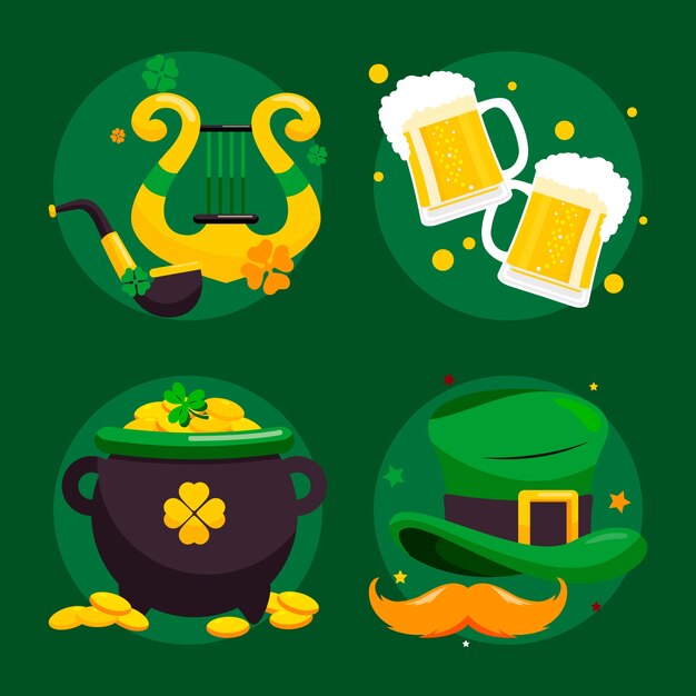 Flat elements collection for saint patrick's day celebration