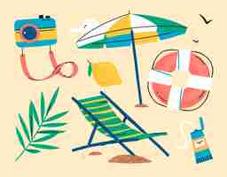 Free vector flat elements collection for summer season